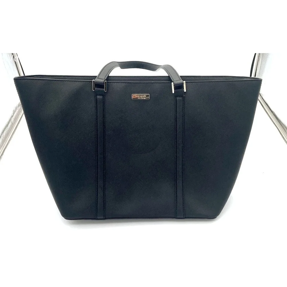 Kate Spade Large Oversized Leather Workwear Travel Square Tote Book Bag